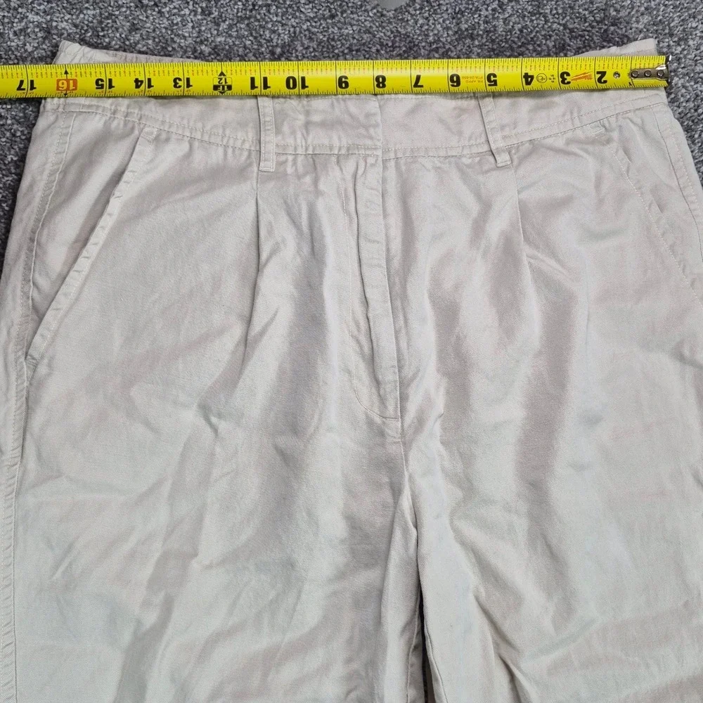 Quince Drapey Twill Trouser Womens 12 Oatmilk Beige Tencel Linen Pleated Pants